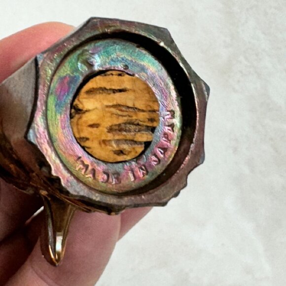 Vintage Totem Salt & Pepper 1.8" Shakers  Copper/Bronze Made in Japan - Picture 9 of 10